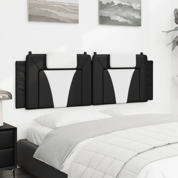 Cabeça de cama acolchoado sintético preto couro branco 160 cm D