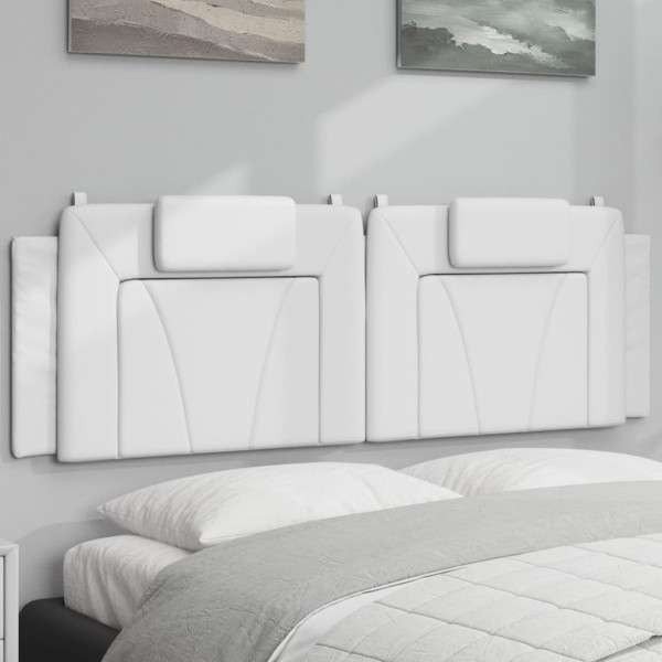 Cabecero de cama acolchado cuero sintético blanco 160 cm D