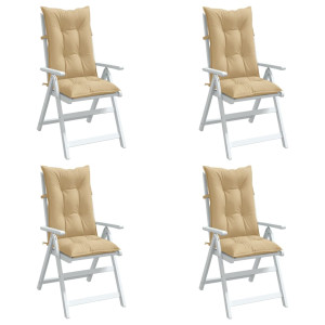 Cojines silla respaldo alto 4 uds tela beige melange 120x50x7cm D