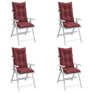 Cojines para silla respaldo alto 4 uds tela rojo tinto melange D