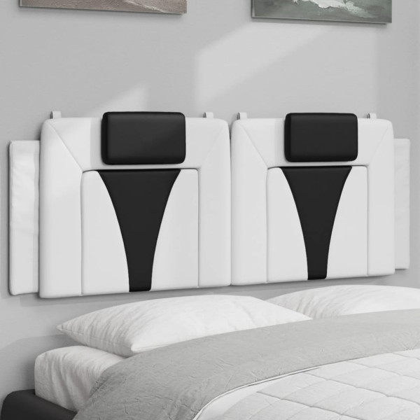 Cabecero de cama acolchado cuero sintético blanco negro 140 cm D