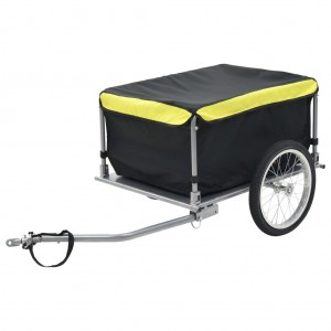 Reboque de carga para bicicletas preto e amarelo 65 kg D