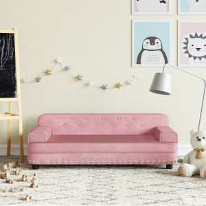 Sofá para niños de terciopelo rosa 90x53x30 cm D