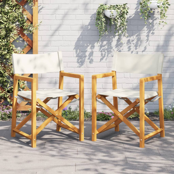 Cadeiras dobráveis de jardim 2 unidades tecido branco creme D