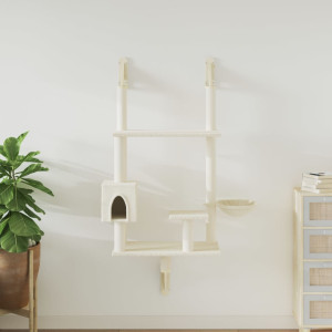 Árbol rascador para gatos de pared crema 153 cm D