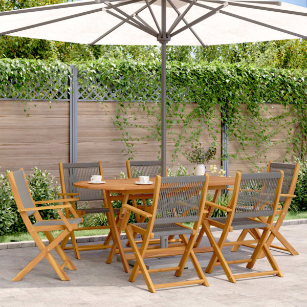 Cadeiras de jardim reclináveis 6 unidades em madeira de acácia cinza maciça D