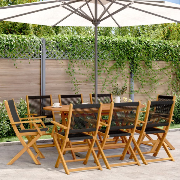 Cadeiras de jardim reclináveis 8 unidades em madeira de acácia preta maciça D