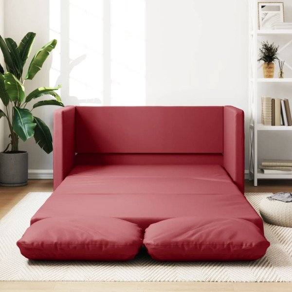 Sofá-cama andar 2 em 1 couro sintético vermelho 112x174x55 cm D