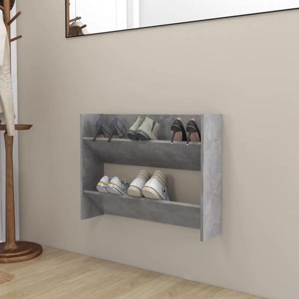 Zapatero de pared madera contrachapada gris hormigón 80x18x60cm D