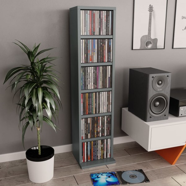 Estantería para CDs de madera contrachapada gris 21x20x88 cm D