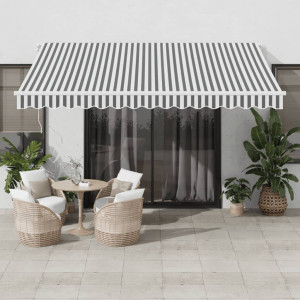 Toldo retráctil automático luz LED antracita blanco 400x300cm D