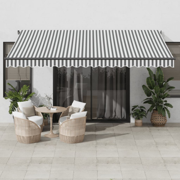 Toldo retráctil automático luz LED antracita blanco 450x350 cm D