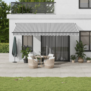 Toldo retráctil automático gris antracita y blanco 500x350 cm D