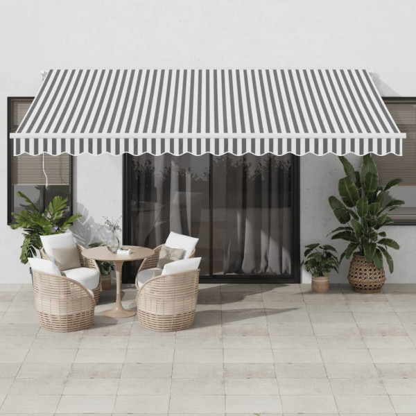 Toldo retráctil automático luz LED antracita blanco 450x350 cm D