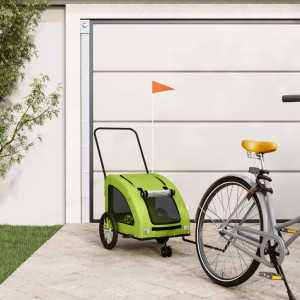 Trailer de bicicleta para animais de estimação em ferro tecido Oxford verde D