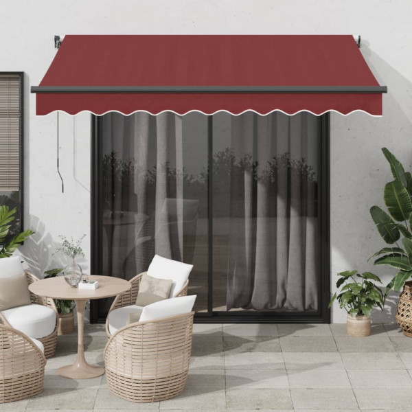 Toldo retráctil automático con LEDs burdeos 350x250 cm D