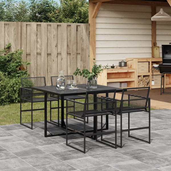 Garden Dining Set 5 peças Preto sintético rattan D