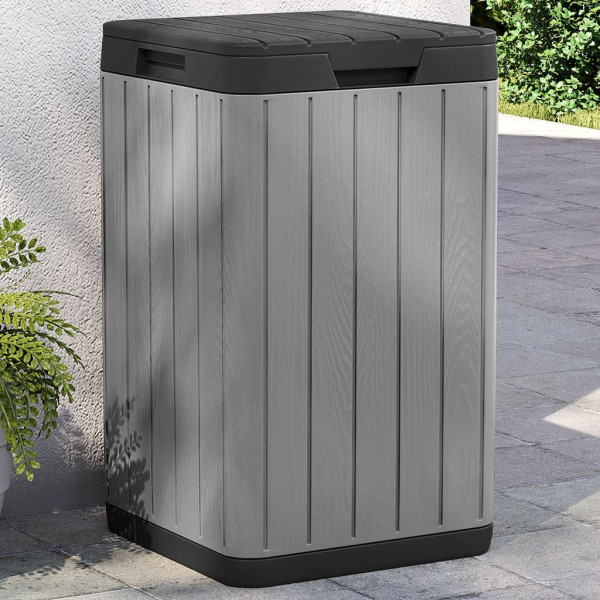 Cubo de basura de exterior PP gris 38x38x65 cm D