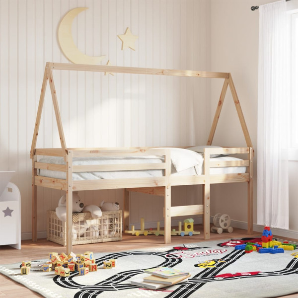 Techo de cama infantil madera maciza pino 199x95.5x88 cm D