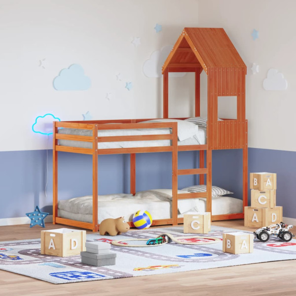 Cama infantil madeira sólida pinheiro marrom 55x99x139.5 cm D