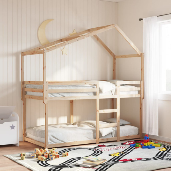 Techo de cama infantil madera maciza pino 213x85.5x144.5 cm D