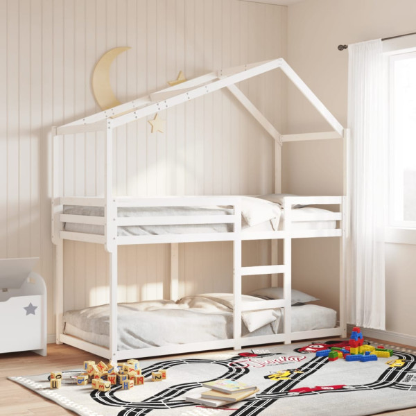 Techo de cama infantil madera maciza blanco 213x95.5x144.5 cm D