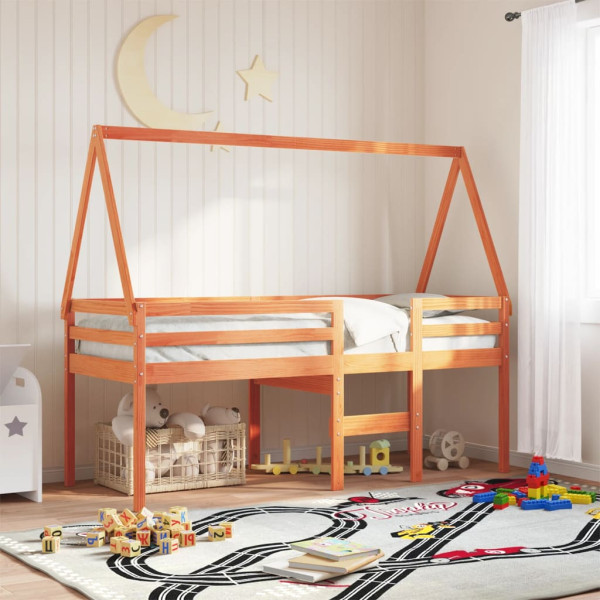 Cama infantil madeira maciça de pinheiro marrom 199x95.5x88 cm D