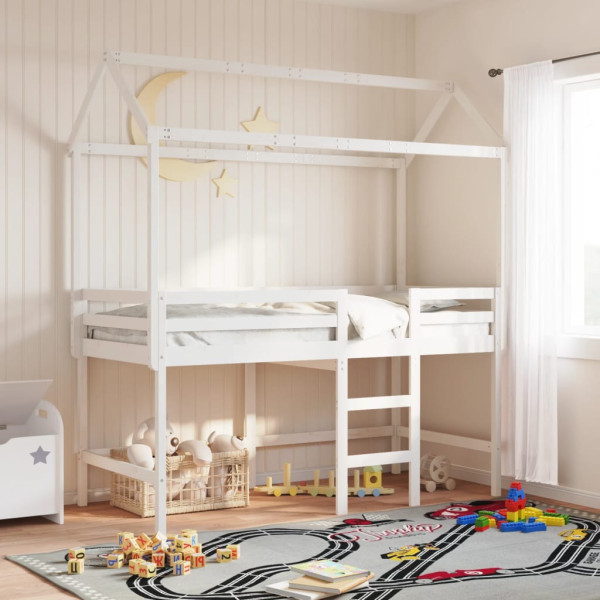 Techo de cama infantil madera maciza blanco 207x80.5x151.5 cm D