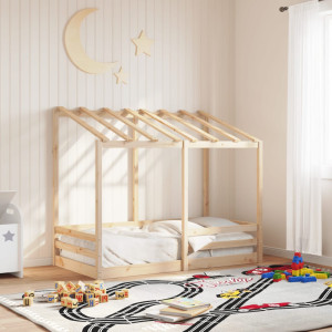 Cama para niños madera maciza de pino 70x140 cm D