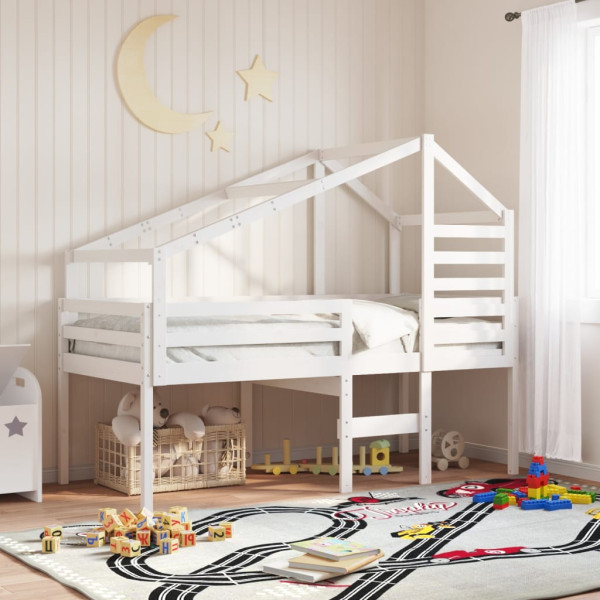 Cama infantil madeira maciça de pinheiro branco 198x97x113 cm D