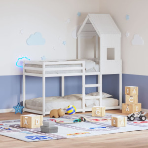 Techo de cama infantil madera maciza pino blanco 60x99x139.5 cm D