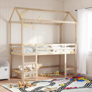 Cama infantil madeira maciça de pinheiro 217x95.5x159 cm D