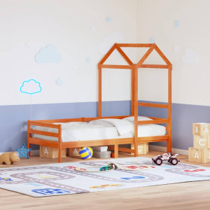 Cama infantil madeira pinheiro sólido marrom 98x70x176.5 cm D