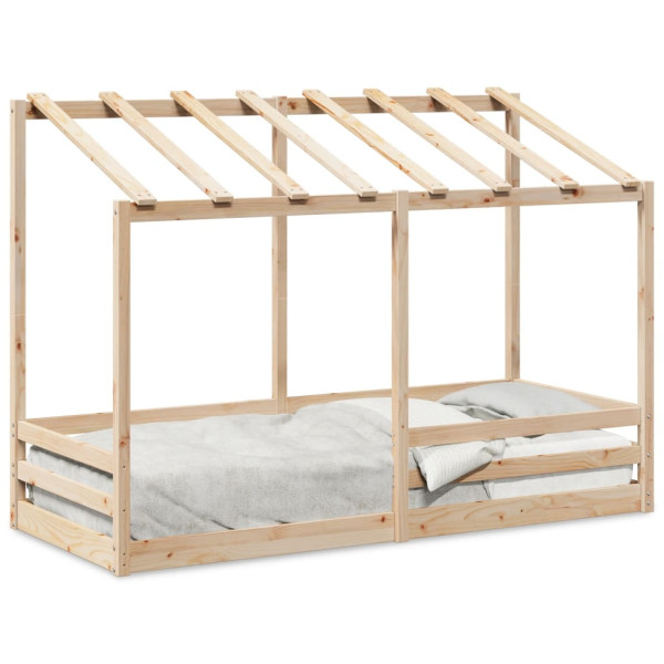 Cama infantil con techo madera maciza pino 90x190 cm D