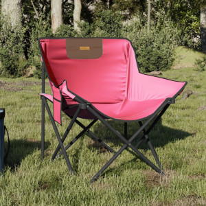 Sillas de camping con bolsillo plegables 2 unidades rosa D