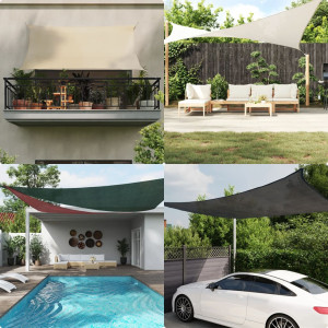 Toldo de vela cuadrado HDPE gris claro 160 g/m² 2x2 m D