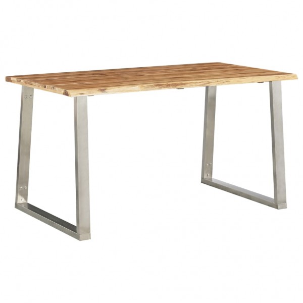 Mesa de comedor madera de acacia y acero inoxidable 140x80x75cm D