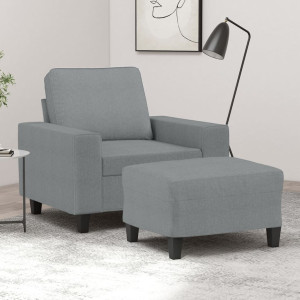 Sillón con taburete tela gris claro 60 cm D