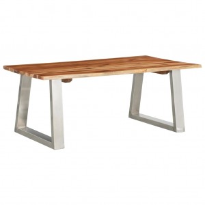 Mesa de centro madera de acacia y acero inoxidable 100x60x40cm D