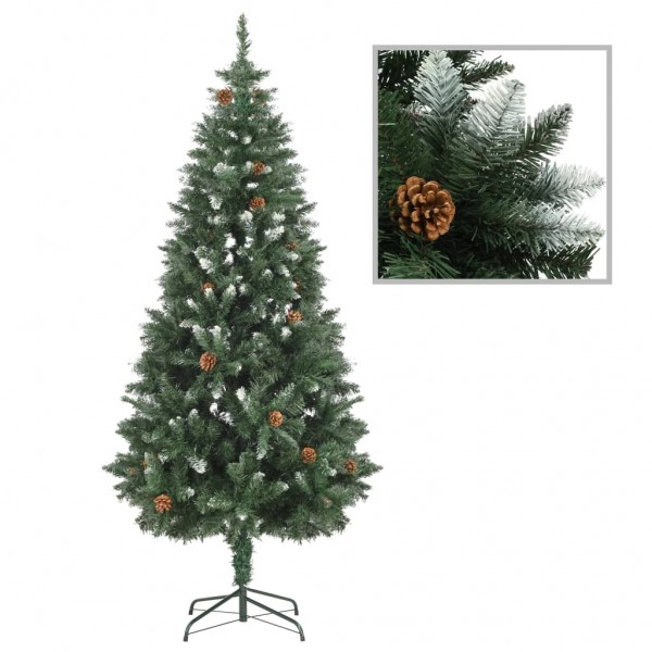 Árbol de Navidad artificial con piñas y brillo blanco 180 cm D