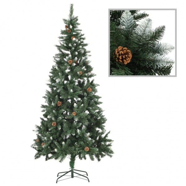 Árvore de Natal artificial com pinhões e brilho branco 210 cm D