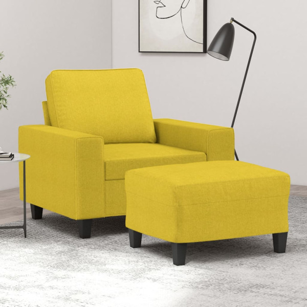 Poltrona com banco tecido amarelo claro 60 cm D