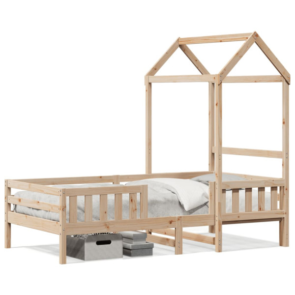 Estructura de cama con techo madera maciza de pino 75x190 cm D