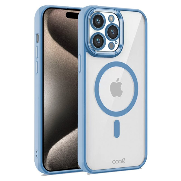 Carcaça COOL para iPhone 15 Pro Max Magnética Borde Celeste D