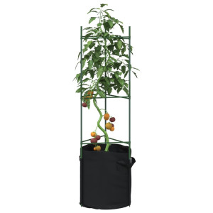 Tutores para tomates con bolsa 4 uds de acero y PP 116 cm D