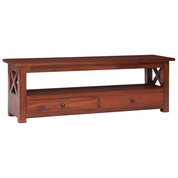 Mueble de TV madera maciza de caoba marrón 120x30x40 cm D