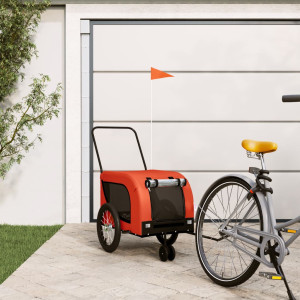 Trailer de bicicleta para animais de estimação em ferro tecido Oxford laranja preto D