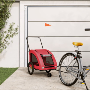 Remolque de bicicleta mascotas hierro tela Oxford rojo D