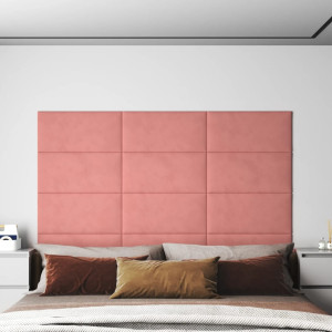 Paneles de pared 12 uds terciopelo rosa 60x30 cm 2.16 m² D