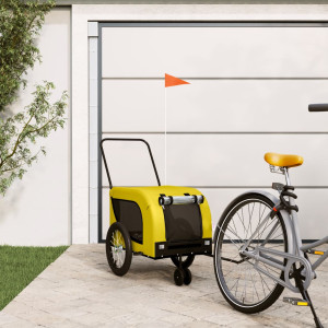 Reboque bicicleta animais de estimação ferro pano Oxford amarelo preto D